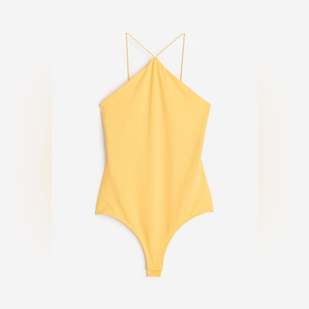 H&M yellow thong halter bodysuit